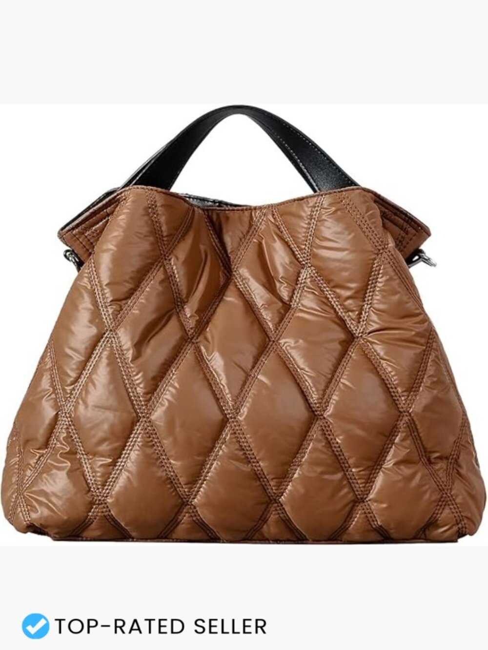 Quilted Puffer Tote Bag Lightweight Crossbody Purse with Long Shoulder Strap
